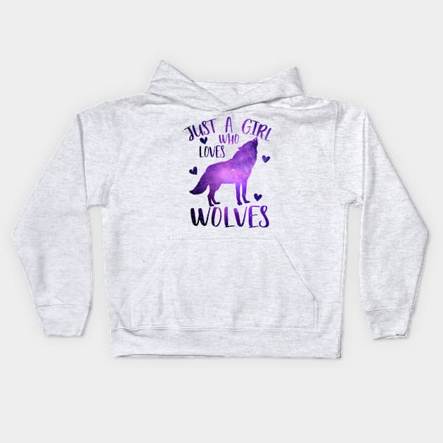 Just a girl who loves wolves Kids Hoodie by PrettyPittieShop